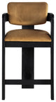Sacha Upholstered Bar and Counter Stool, Saddle, Velvet, Black