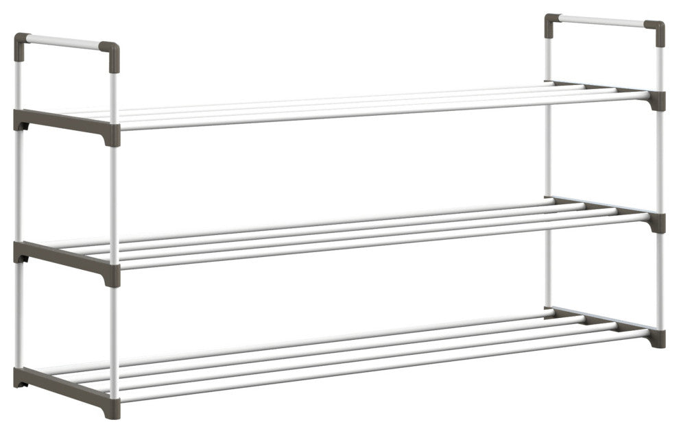 Shoe Rack 3-Tier Shoe Organizer for Closet, Bathroom, Entryway Holds 15 Pairs, White
