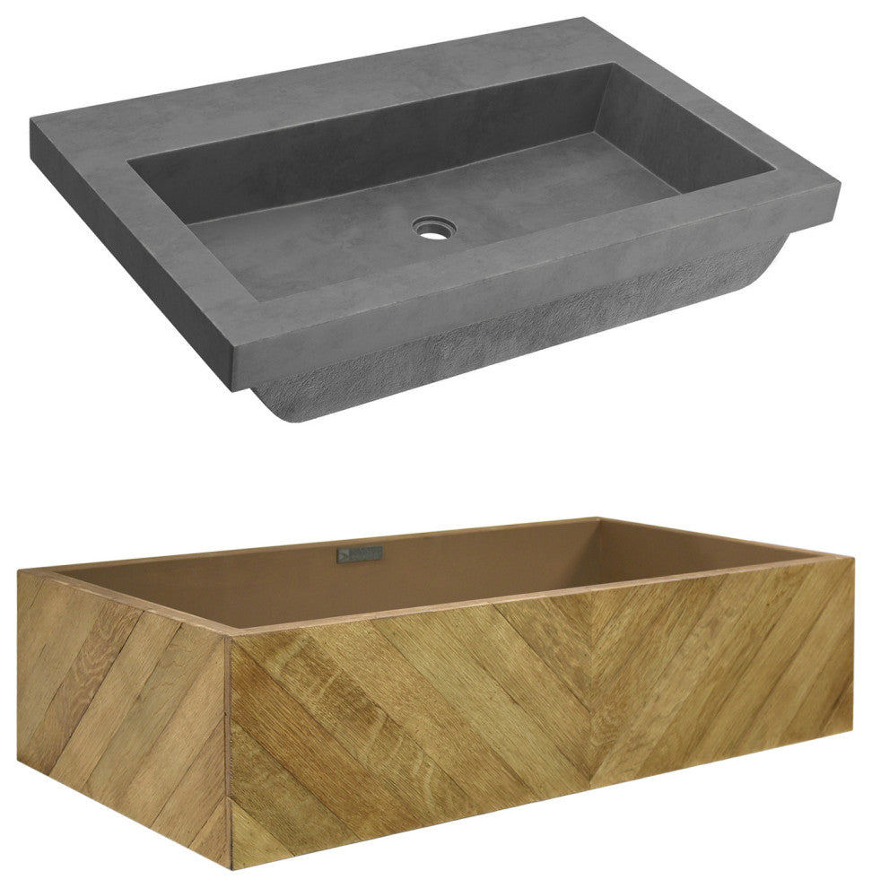 36" Chardonnay Floating Vanity with NativeStone Trough in Slate