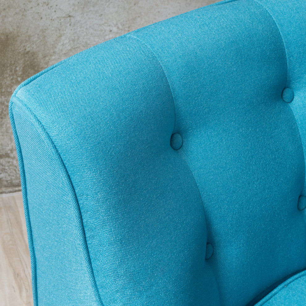 GDF Studio Fontinella Mid-Century Modern Fabric Tufted Arm Chair, Teal, Single