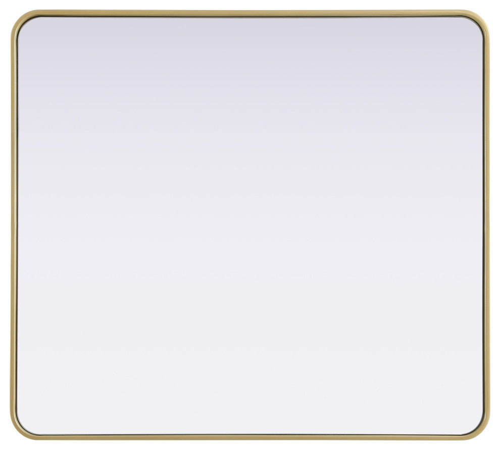 Home Living Contour Metal Rectangle Mirror 36x40, Brass