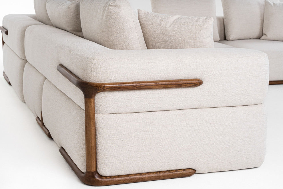 Divani Casa Simone Modern Off-White Fabric Sectional Sofa