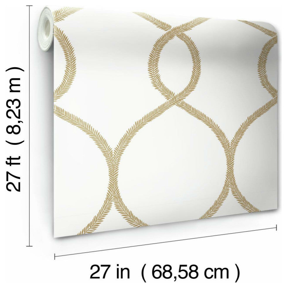 Laurel Leaf Ogee Wallpaper