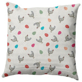 Chickens and Eggs Easter Indoor/Outdoor Throw Pillow, Whisper White, 20x20"