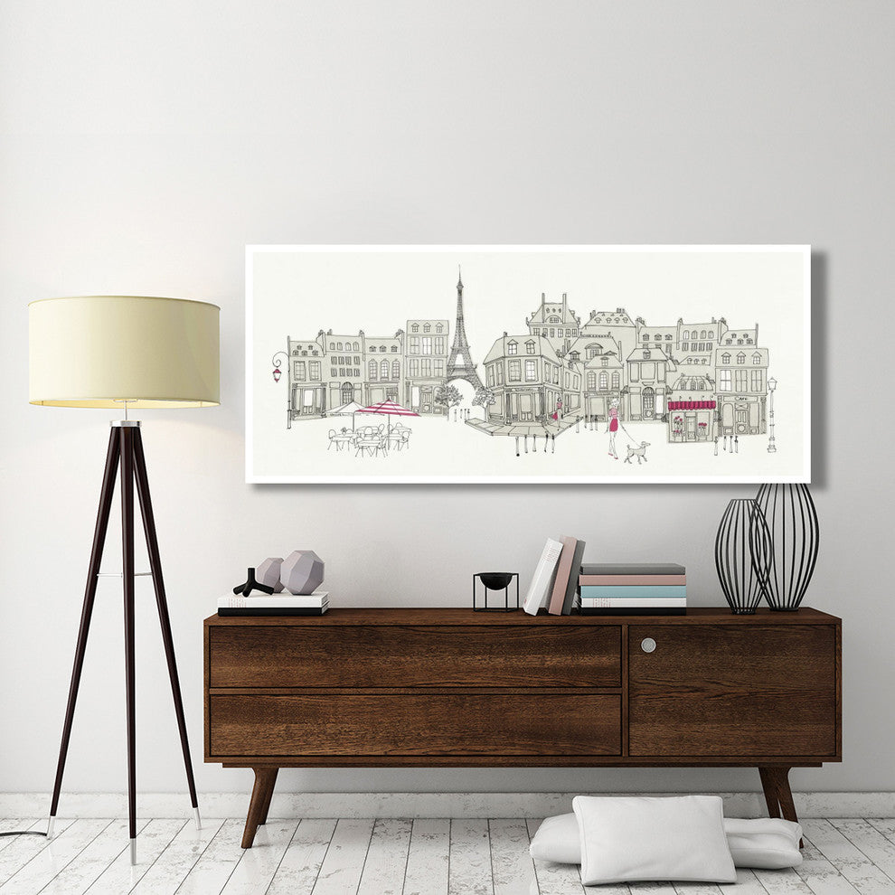 "World Cafe II Paris Pink" Digital Paper Print by Avery Tillmon, 77"x32"