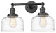 Large Bell 2 Light Bath Vanity Light, Oil Rubbed Bronze, Clear Deco Swirl