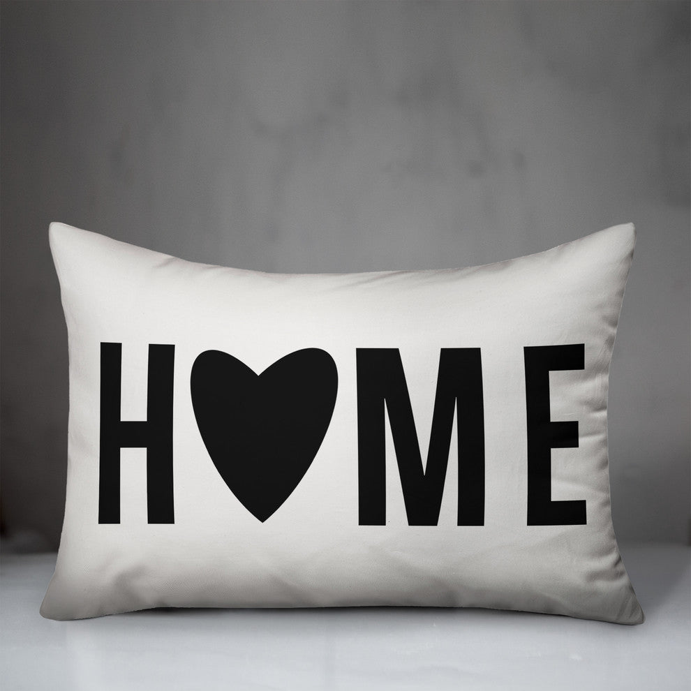 Home Heart Black 14x20 Lumbar Pillow