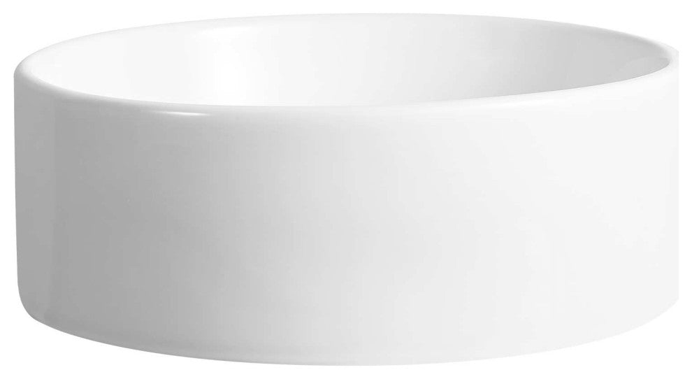 White Circular Bowl Bathroom Vessel Sink and Modern Above Counter Ceramic Sink