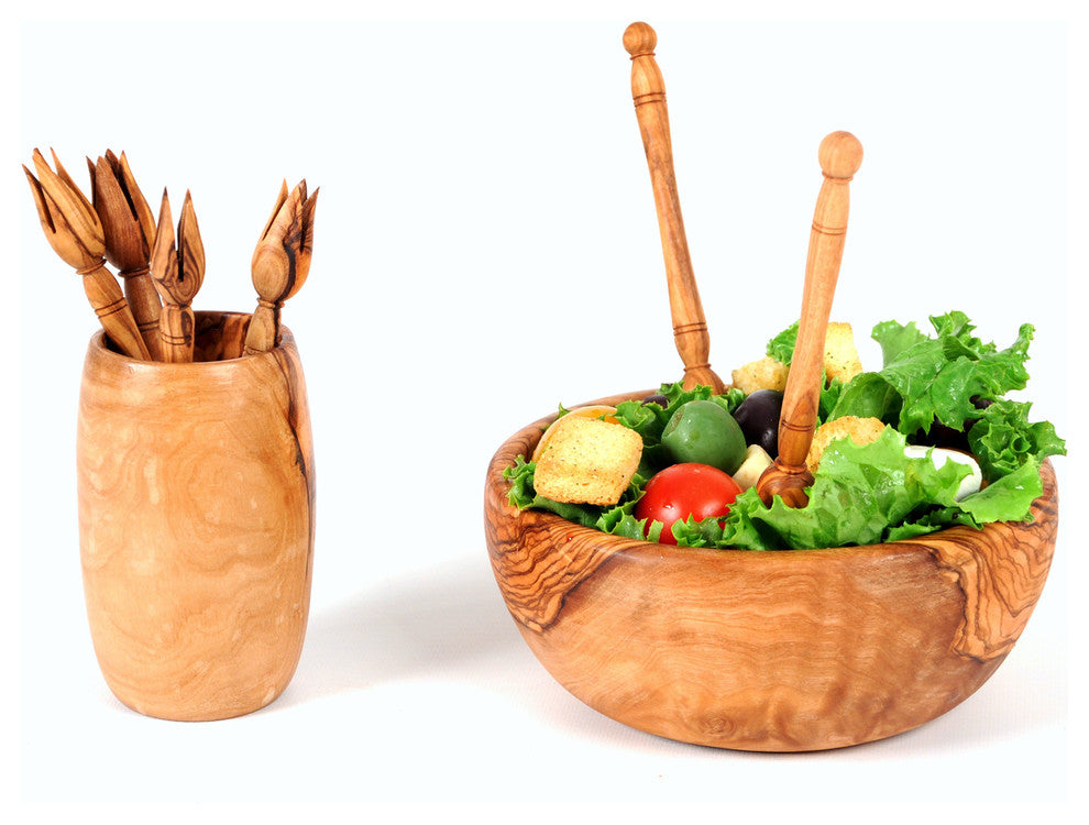 Handmade Olive Wood Olive Picks, Set of 4