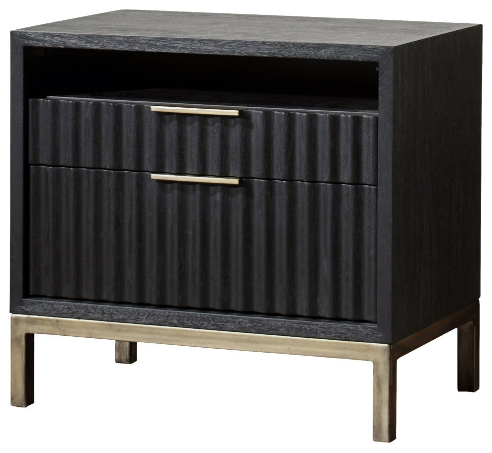 Modus Kentfield 5 Piece E King Bedroom Set With 2 Nightstand, Black Drifted Oak