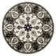 5" Round Gray and White Floral Medallion Area Rug