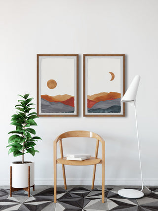 Glowing Mountains Diptych, 2-Piece Set, 16x24 Panels