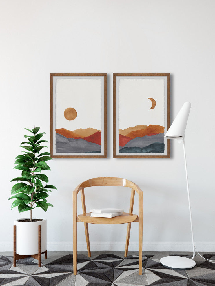 Glowing Mountains Diptych, 2-Piece Set, 16x24 Panels
