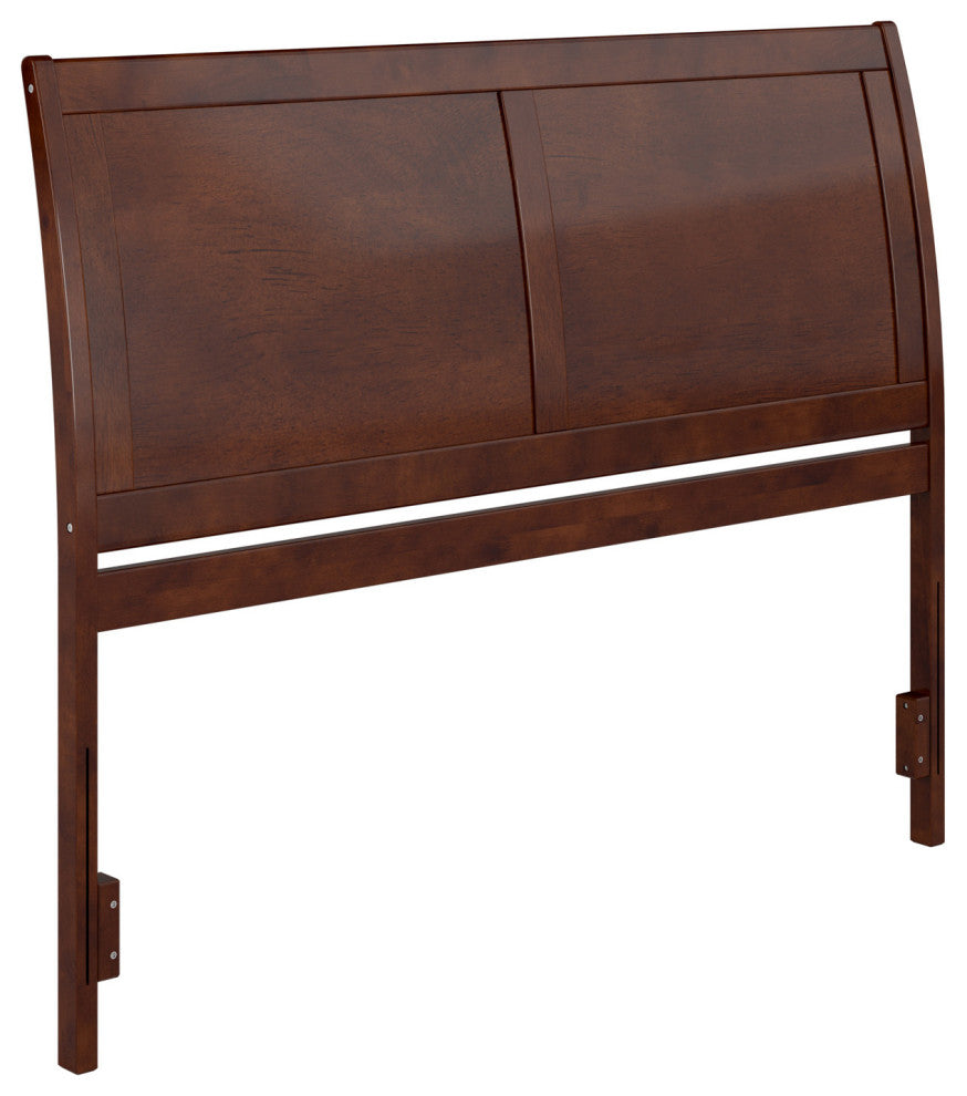 AFI Portland Queen Wood Sleigh Headboard with USB Charging Station in Walnut