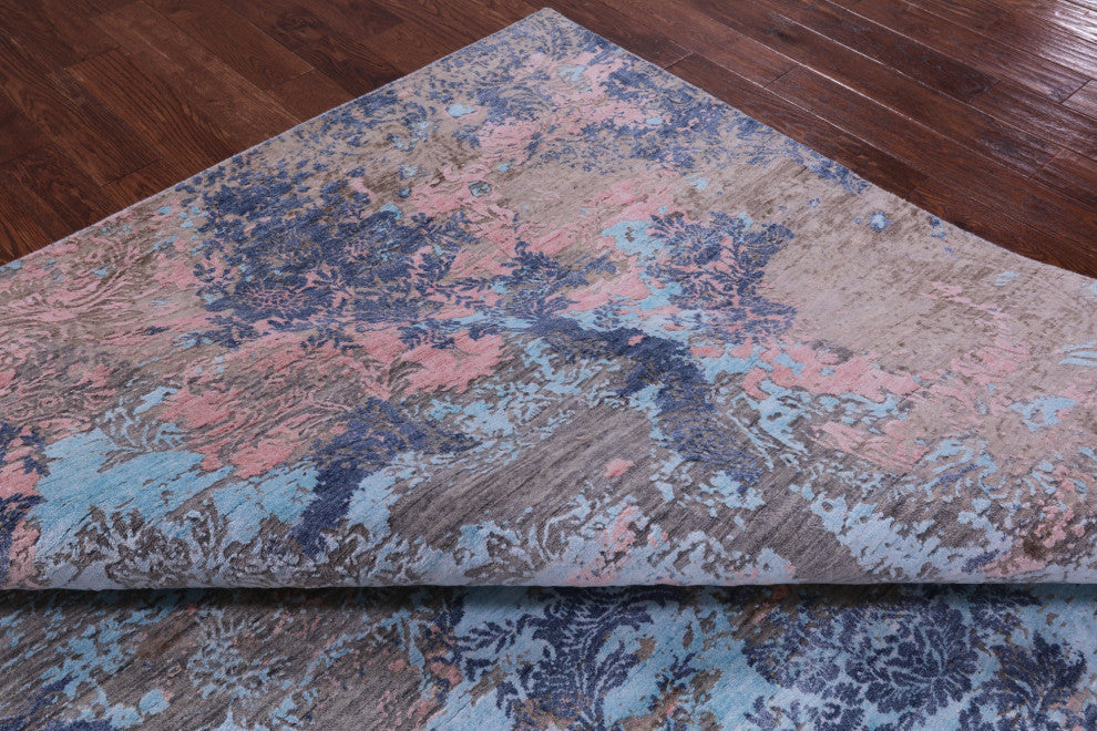 9' 0" X 12' 2" Modern Handmade Wool & Silk Rug - Q15551