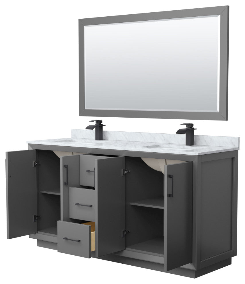 Wyndham WCF414166DGBCMUNSM58 Strada 66 Inch Double Bathroom Vanity in Dark Gray