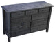 Barnwood Style Timber Peg 9-Drawer Dresser, Smokey Gray