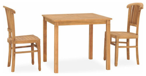 vidaXL Solid Teak Wood Patio Dining Set 3 Piece Wooden Table Chair Seating