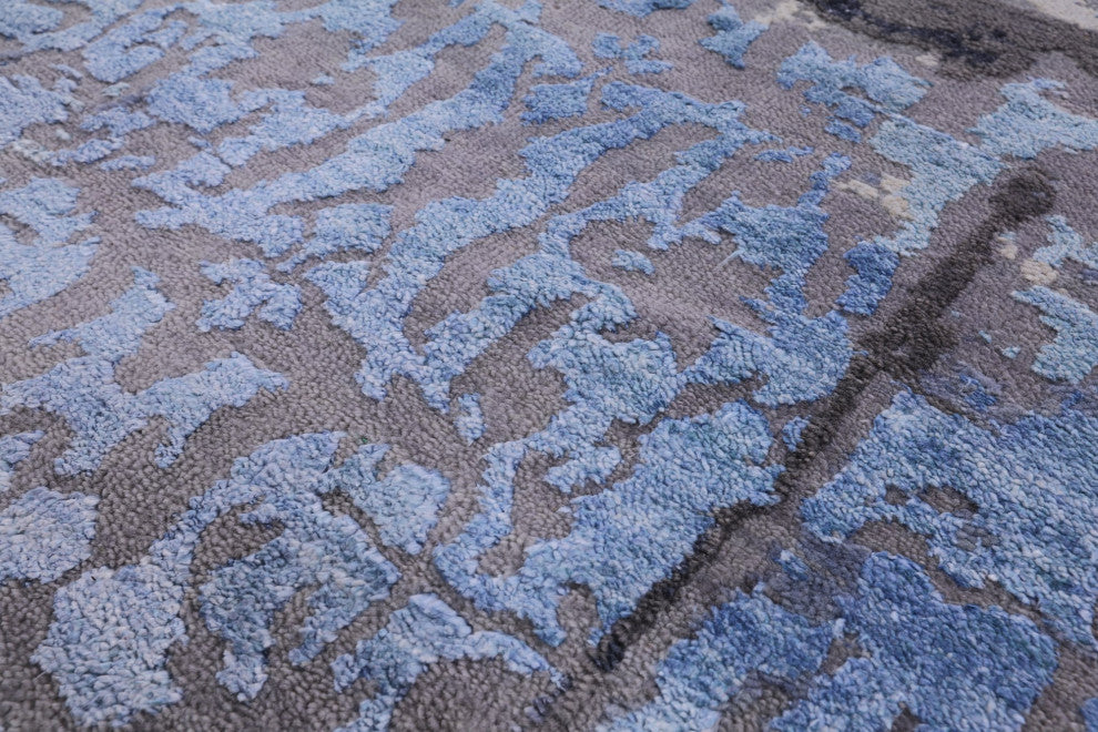 8' 9" X 12' 1" Wool and Silk Modern Handmade Rug Q7241