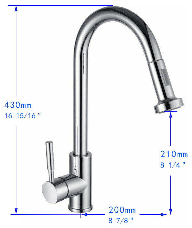 Vanity Art Pull Out Kitchen Faucet, Chrome