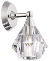 1 Light Polished Nickel Crystal Single Sconce
