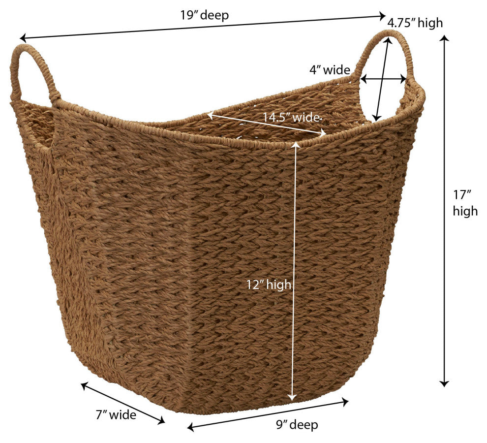 Natural Paper Rope Basket With Handles