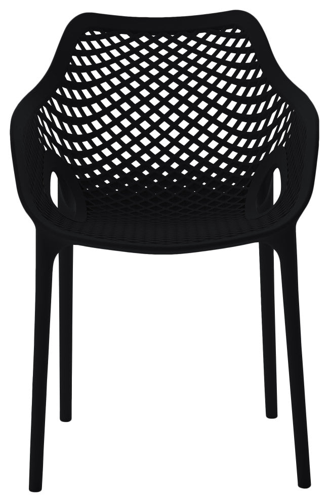 Mykonos Outdoor Patio Dining Chair (Set of 4), Black, With Arms