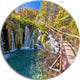 Autumn In Plitvice Lakes, Landscape Photo Round Metal Wall Art, 11"