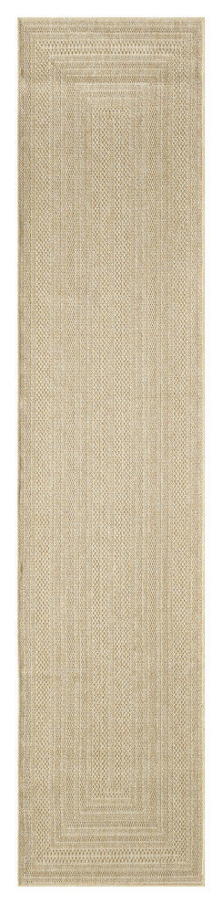 Nourison Tulum 2'2" x 10' Taupe Ivory Outdoor Rug