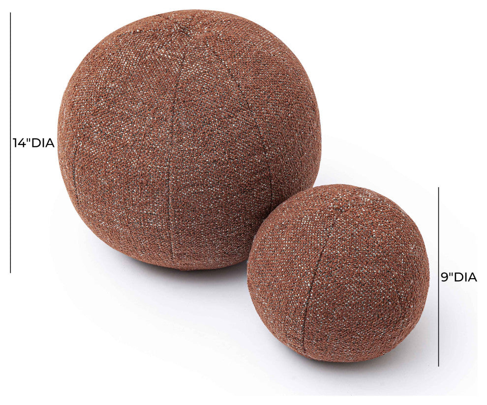 Boba Round Pillow, Red Sedona Basketweave Textured, 14"