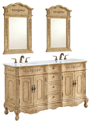 60" Double Bathroom Vanity, Vintage Mint
