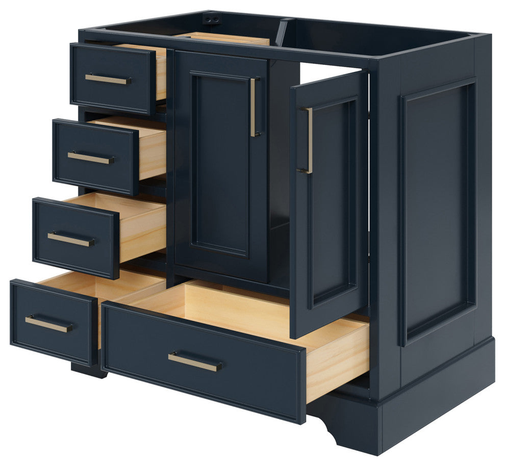 Ariel Stafford 36" Single Right Offset Sink Bathroom Vanity Base, Midnight Blue