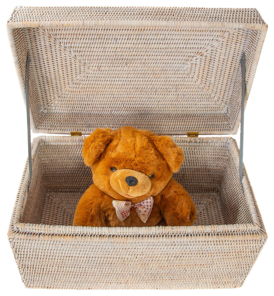Artifacts Rattan™ Rectangular Hinged Chest/Trunk, White Wash, Small