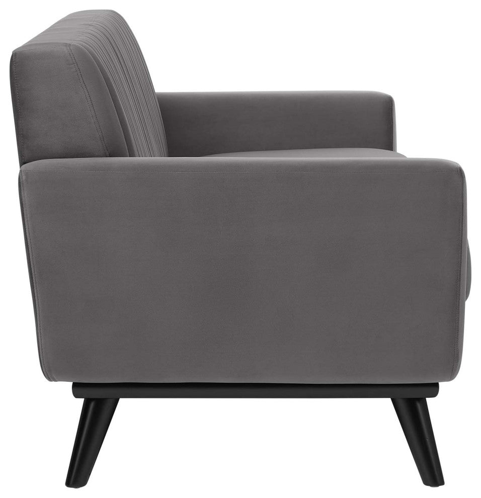Engage Channel Tufted Performance Velvet Sofa Gray