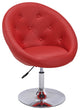 Button Tufted Swivel PU Leather Papasan Chair, Red