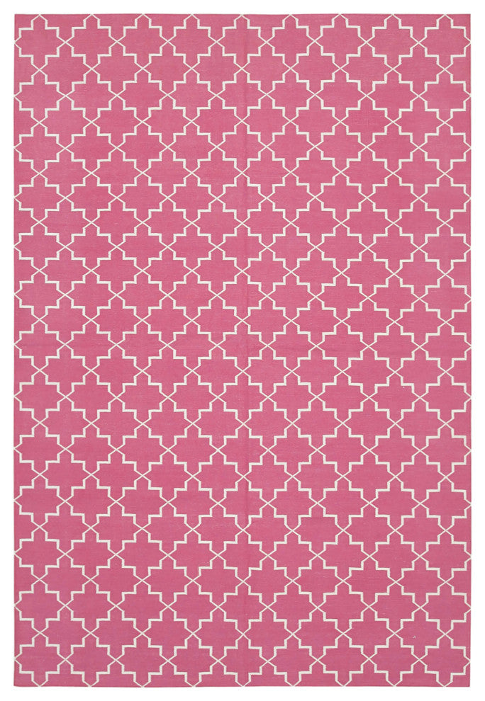 Rug N Carpet - Handmade Wool 6' 1'' x 8' 11'' Geometric Dhurrie Kilim Rug