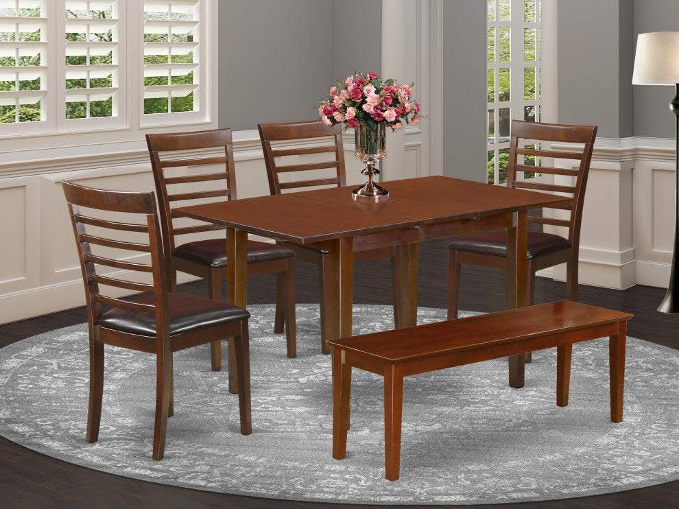 6 Pc Small Table Set - Table And 4 Dining Chairs Plus Bench