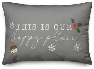 Gray This Is Our Happy Place 20x14 Spun Poly Pillow