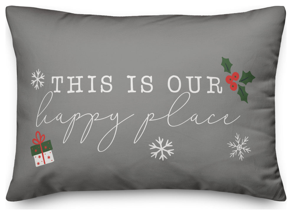 Gray This Is Our Happy Place 20x14 Spun Poly Pillow