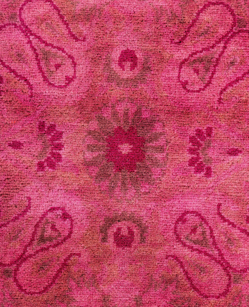 Overdyed One-of-a-Kind Hand-Knotted Area Rug Pink, 2' 6" x 10' 1"