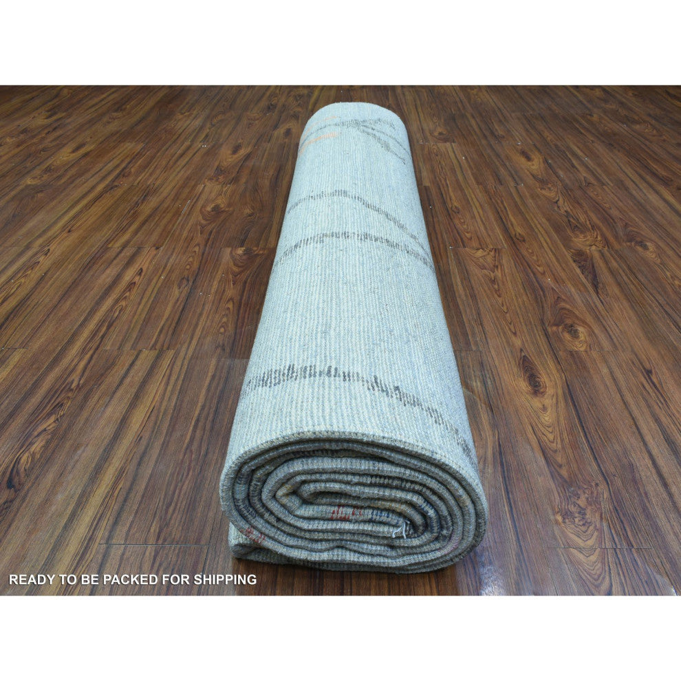 Light Gray Hand Knotted Boujaad Moroccan Berber Design Soft Wool Rug, 10'x13'9"