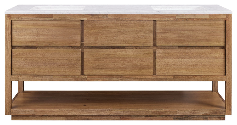 Oakman Marble Top Vanity in Mango Wood, 72