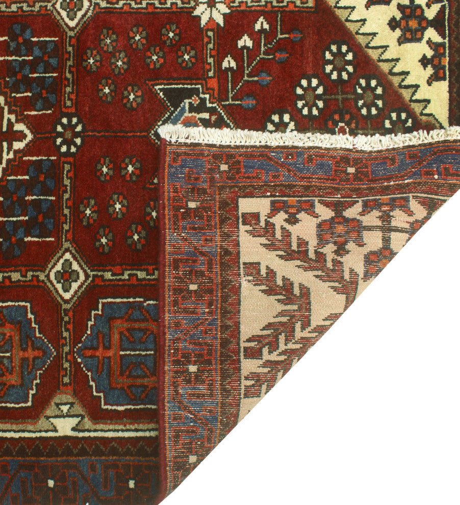 Fine Vintage Distressed Sayagul Red/Ivory Runner, 3'6 x 9'10