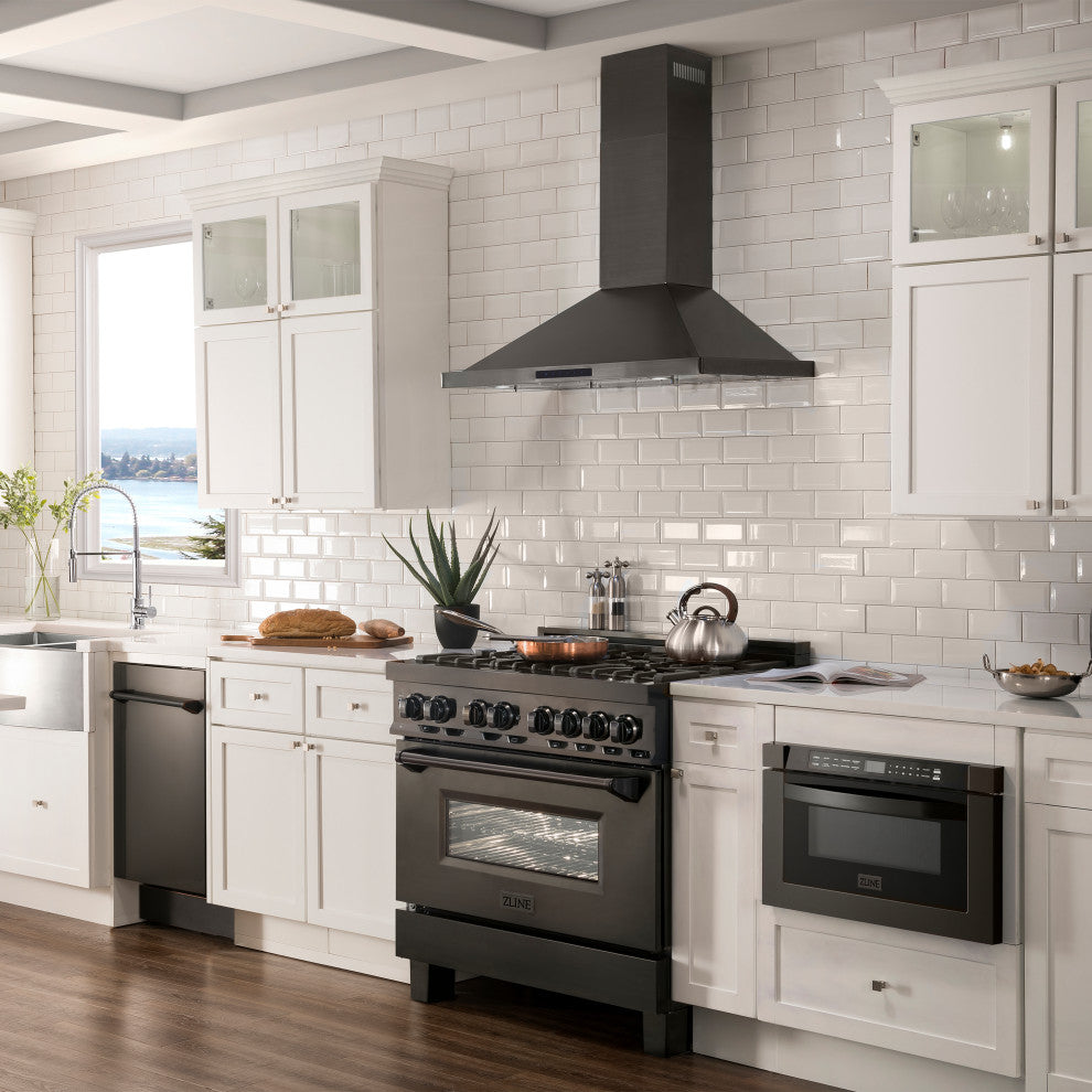 ZLINE 30" Range Hood, Black Stainless Steel With Set of 2 Charcoal Filters
