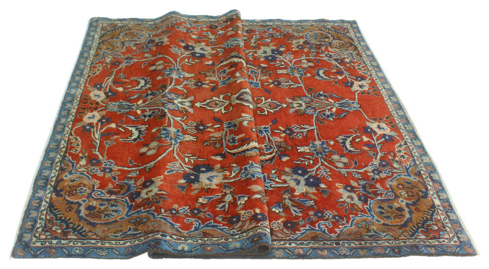 Fine Vintage Distressed Adom Rust/Blue Rug, 5'4x7'9