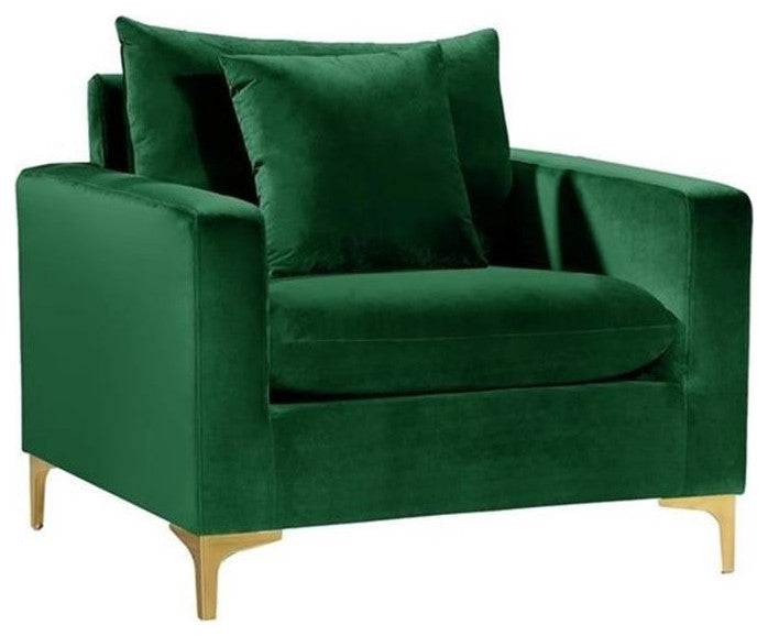 Home Square 3-Piece Furniture Set with Accent Chair Loveseat and Sofa in Green