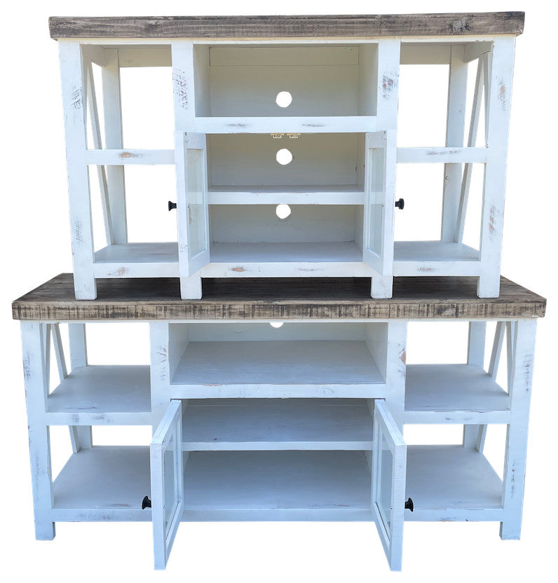 Media Console With Glass Doors, White, 52