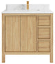Elizabeth 36 Center Sink Bath Vanity in Light Natural Teak 1.5" Empira Quartz