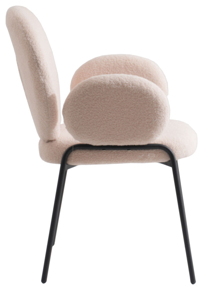 Celestial Boucle Dining Chairs Modern Upholstered with Iron Legs, Beige