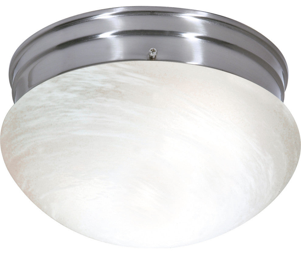 2 Light 10" Flush Mount Medium Alabaster Mushroom
